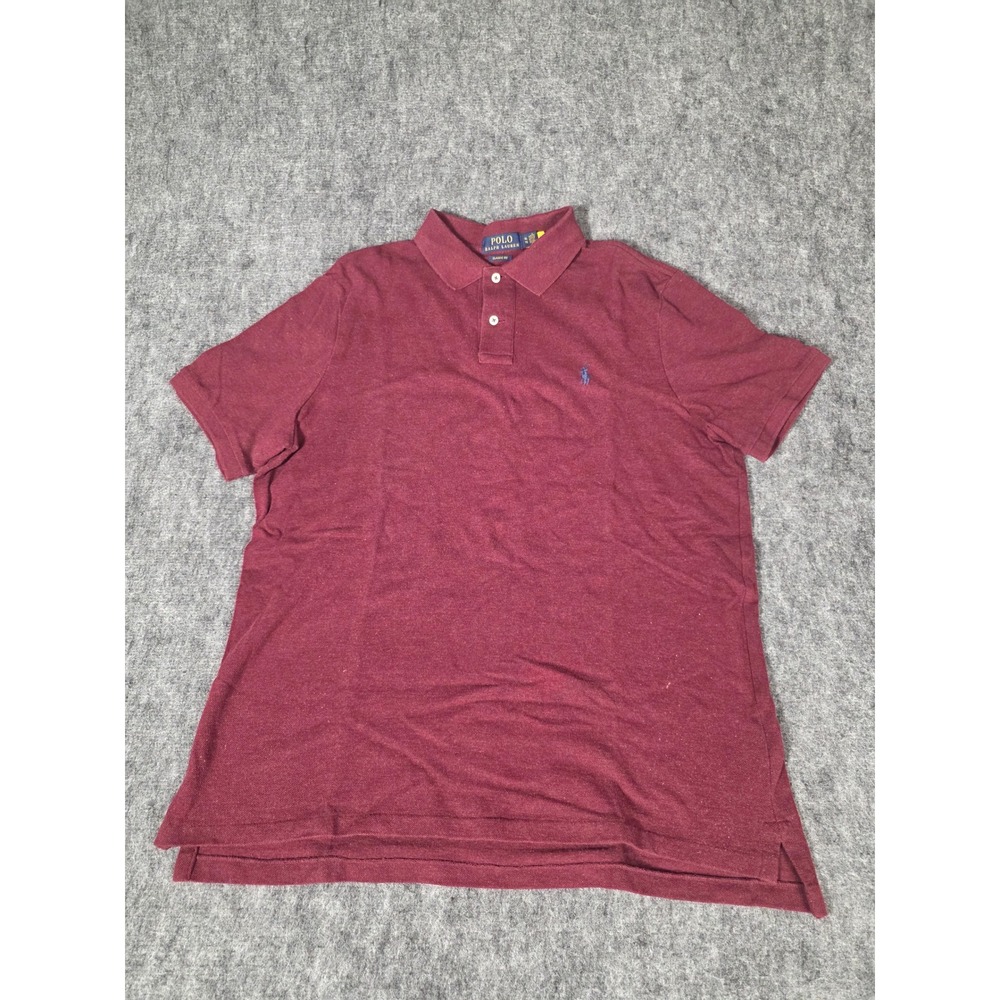 Ralph Lauren Shirt Polo Classic Fit XL Burgundy Heather Pique Knit Pony Mens